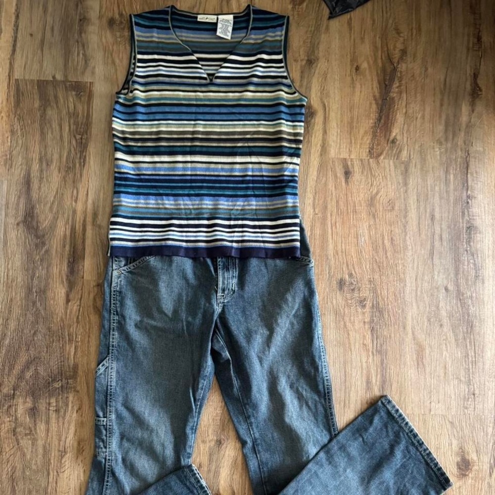 White Stag blue striped tank
